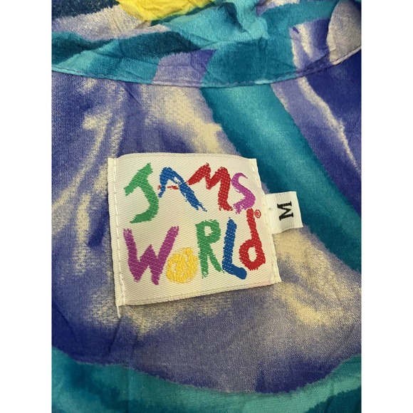 Jams World Button Down Shirt Top Blouse Short Sleeve W624 Velvet Rose Fl… - Picture 4 of 4